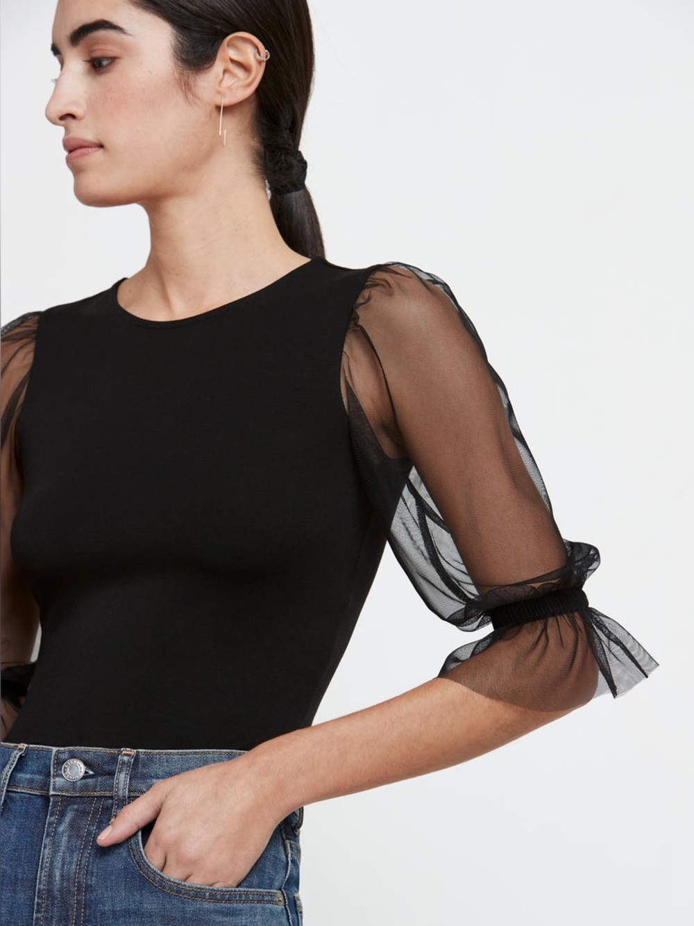 Marcella NYC Bellerose Bodysuit Sustainable European Jersey Mesh XS - Picture 10 of 16